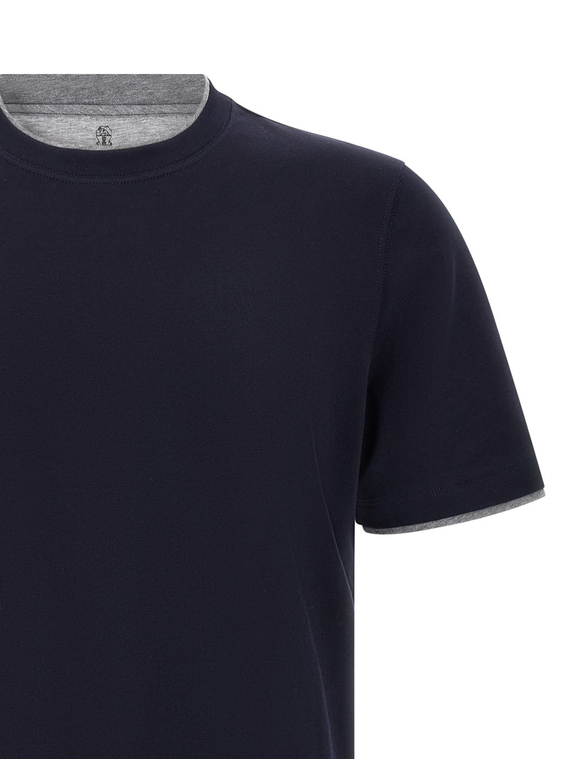Brunello Cucinelli Double Layer T-shirt - Cotton - Style 7CD325 | Urbale... | Urbalenti™ NYC