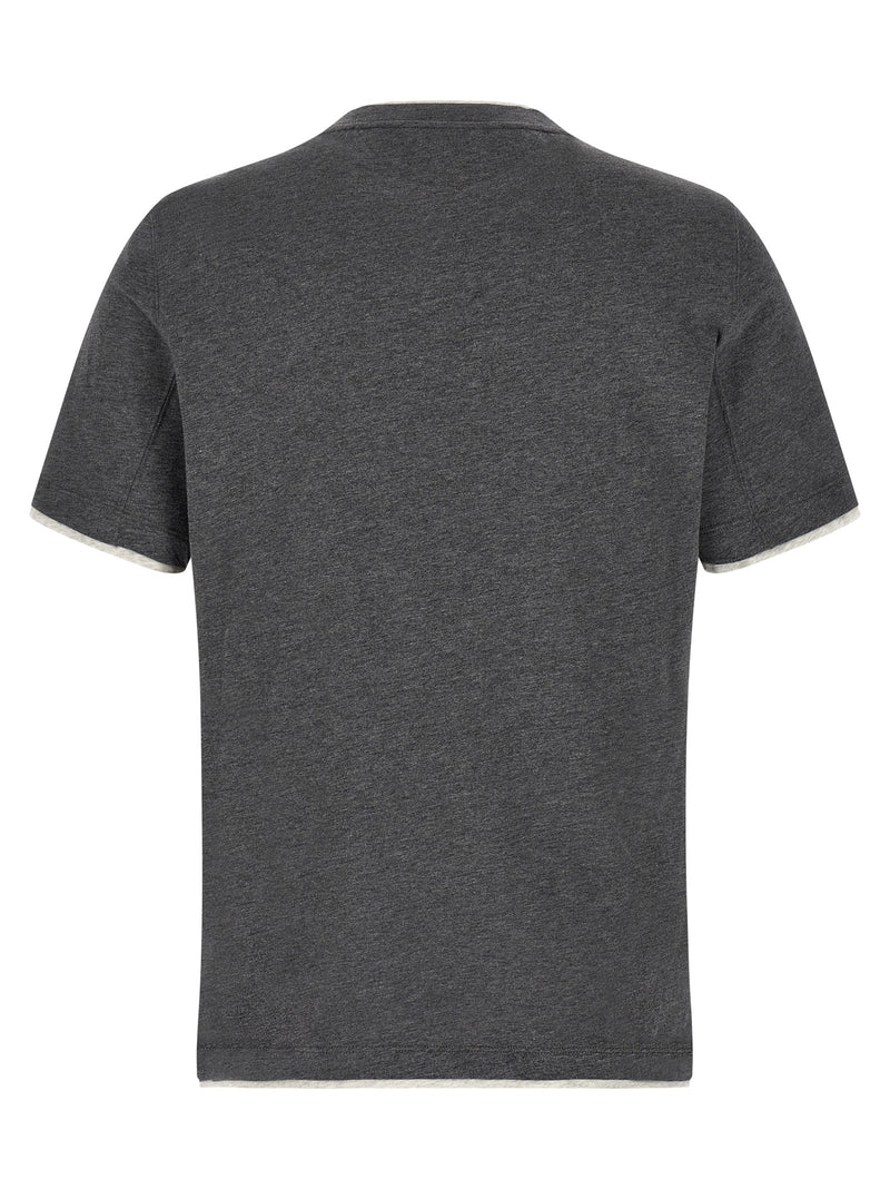 Back view URBALENTI NYC listing for Brunello Cucinelli T-Shirt titled Brunello Cucinelli Double Layer Short Sleeve T-Shirt —Brunello Cucinelli men’s double layer short-sleeve cotton mélange design, LDin, Men, Men > Clothing, Men > Clothing > Topwear, Spring - Summer 2026, Yes Eu, Brunello Cucinelli Double Layer Short Sleeve T-Shirt , URBALENTI NYC