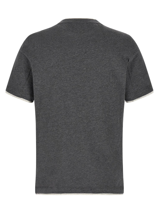 Back view URBALENTI NYC listing for Brunello Cucinelli T-Shirt titled Brunello Cucinelli Double Layer Short Sleeve T-Shirt —Brunello Cucinelli men’s double layer short-sleeve cotton mélange design, LDin, Men, Men > Clothing, Men > Clothing > Topwear, Spring - Summer 2026, Yes Eu, Brunello Cucinelli Double Layer Short Sleeve T-Shirt , URBALENTI NYC