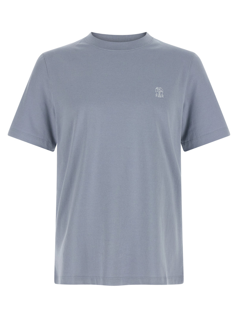 Brunello Cucinelli Logo Print T-Shirt - Cotton Logo Print - Style 0CKL13... | Urbalenti™ NYC