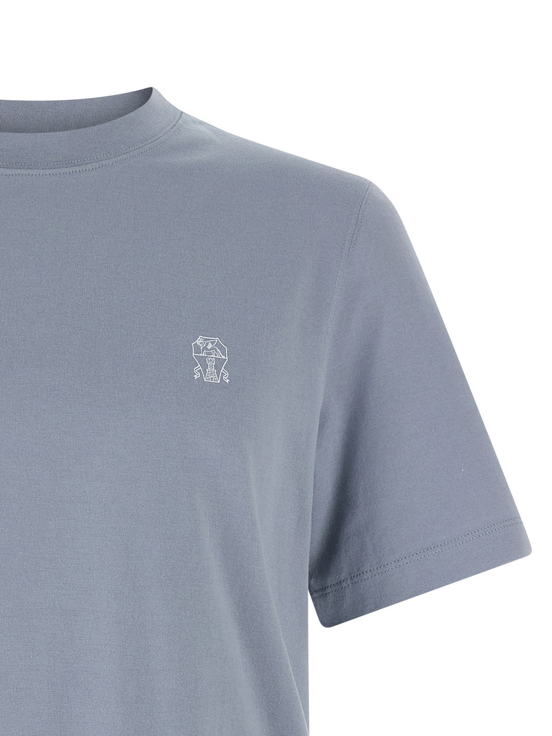 Brunello Cucinelli Logo Print T-Shirt - Cotton Logo Print - Style 0CKL13... | Urbalenti™ NYC
