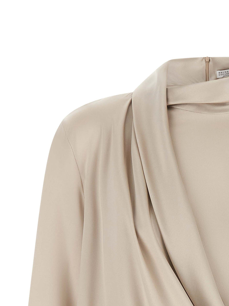 Brunello Cucinelli Brunello Cucinelli Asymmetric Draped Blouse