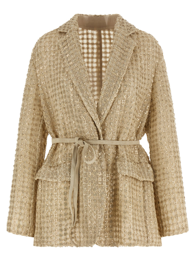 Brunello Cucinelli Dazzling Net Embroidery Organza Blazer | Urbalenti™ NYC