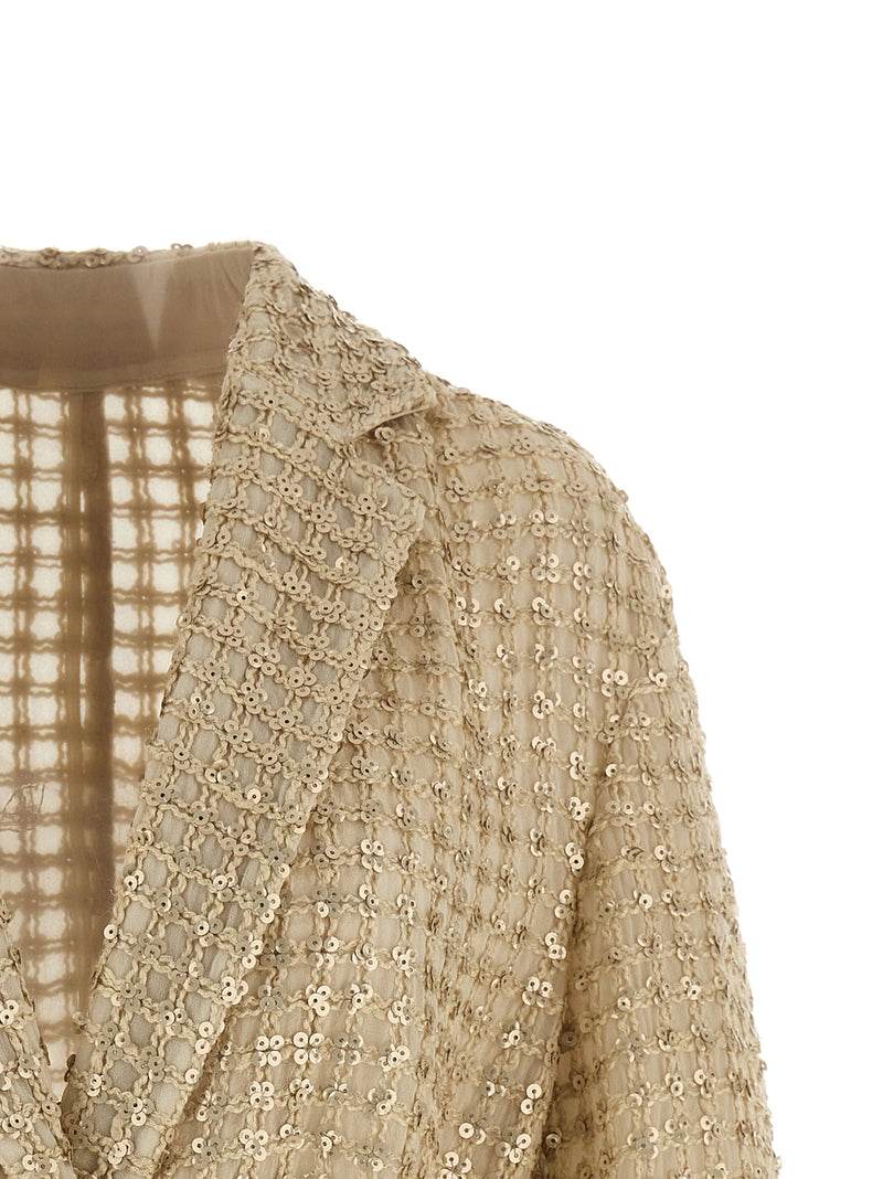 Brunello Cucinelli Dazzling Net Embroidery Organza Blazer | Urbalenti™ NYC