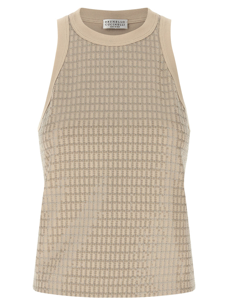 Brunello Cucinelli Brunello Cucinelli Dazzling Check Embroidery Top