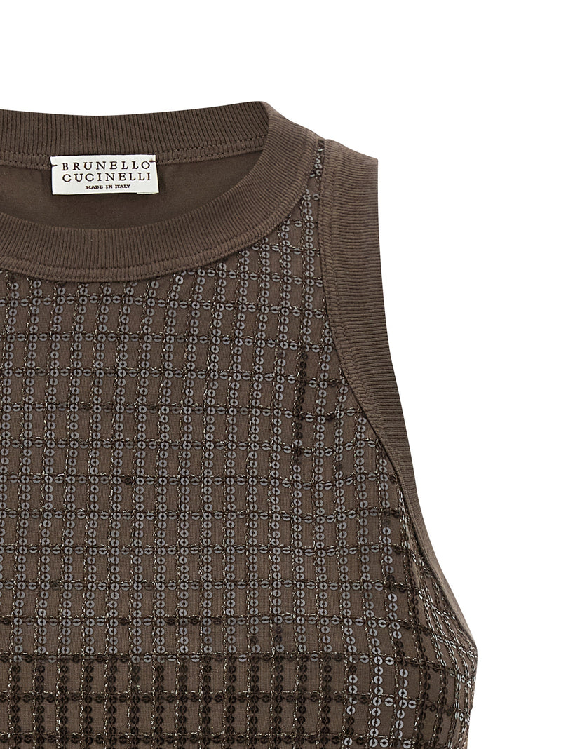 Brunello Cucinelli Dazzling Check Embroidery Top | Urbalenti™ NYC