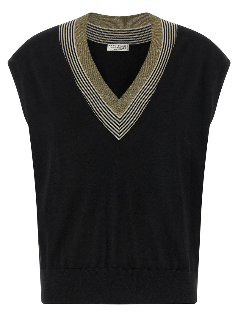 Brunello Cucinelli Sparkling Neckline Vest | Urbalent... | Urbalenti™ NYC