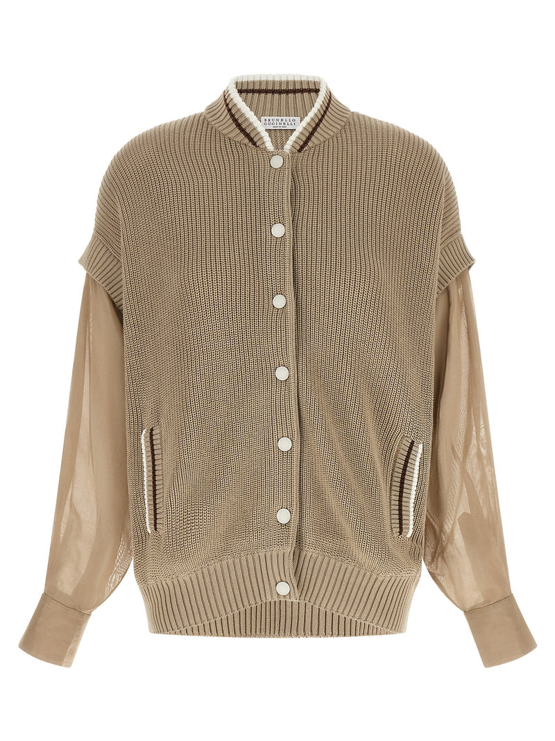 Brunello Cucinelli Brunello Cucinelli Organza Sleeve Cardigan