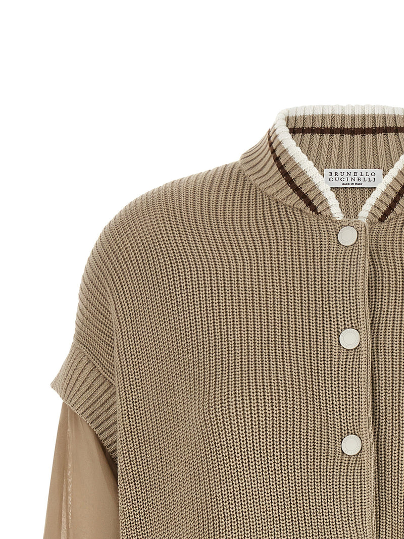 Brunello Cucinelli Brunello Cucinelli Organza Sleeve Cardigan