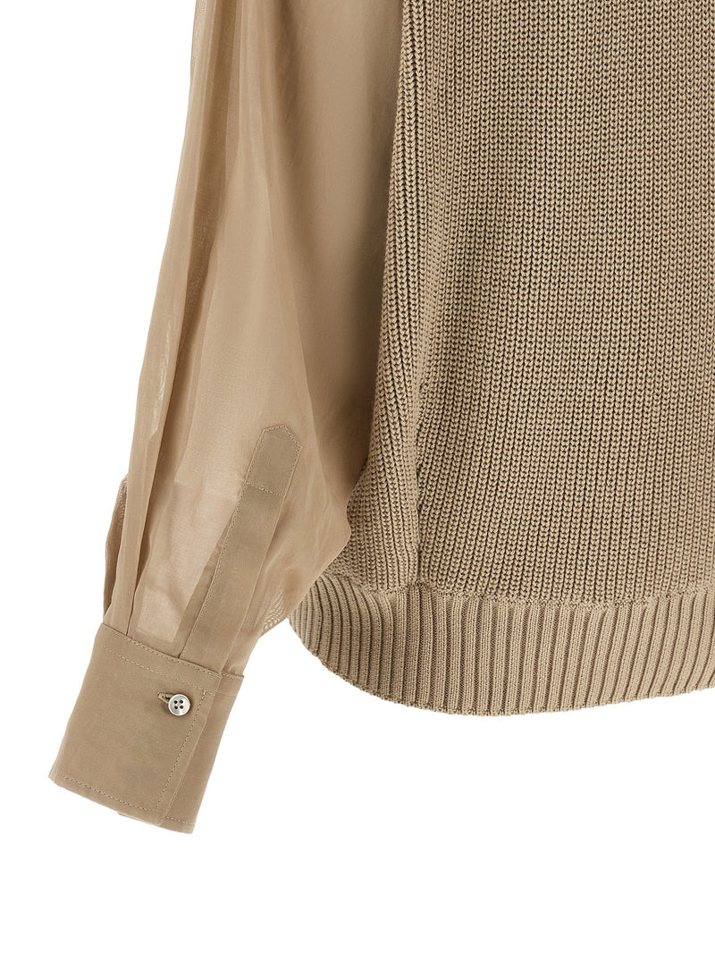 Brunello Cucinelli Brunello Cucinelli Organza Sleeve Cardigan