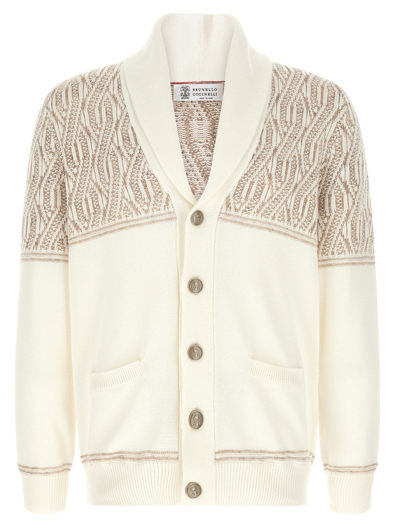 Brunello Cucinelli Brunello Cucinelli Braided Jacquard Shoulders Cardigan