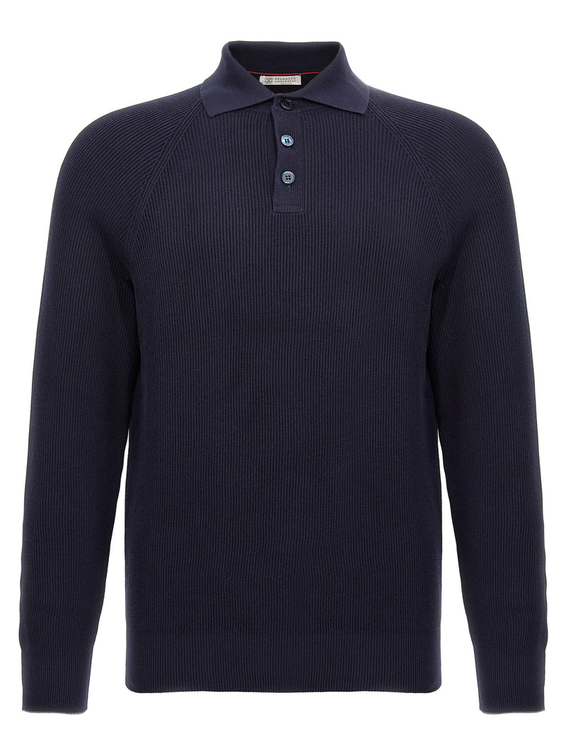 Brunello Cucinelli Ribbed Polo Shirt | Urbalenti™ NYC