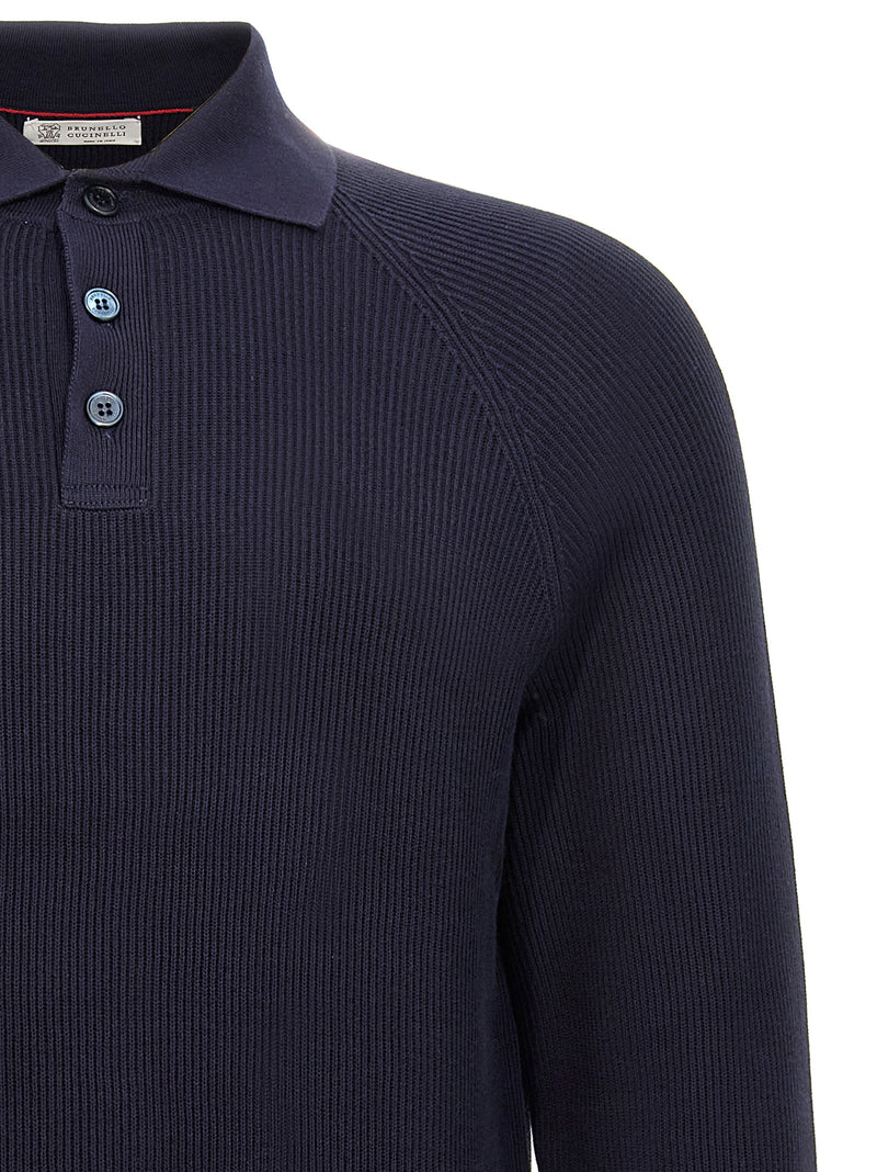 Brunello Cucinelli Ribbed Polo Shirt | Urbalenti™ NYC