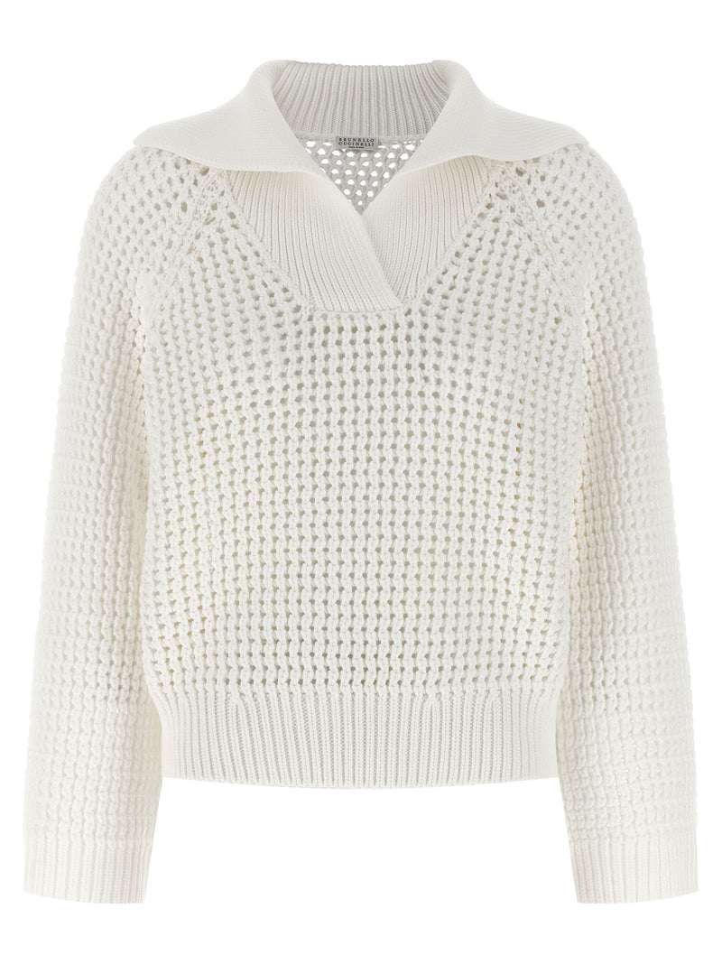 Brunello Cucinelli Openwork Sweater - Long Sleeve | Urbalenti | Urbalent... | Urbalenti™ NYC