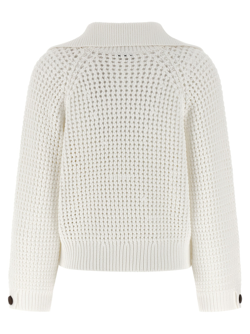 Brunello Cucinelli Openwork Sweater - Long Sleeve | Urbalenti | Urbalent... | Urbalenti™ NYC