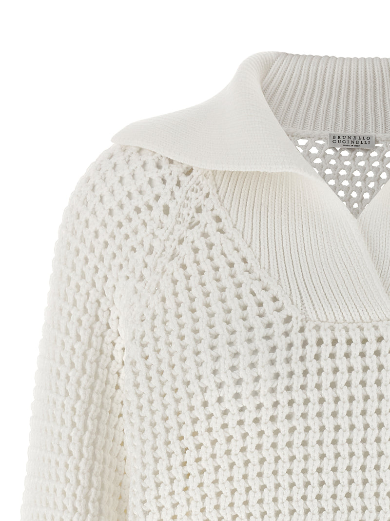 Brunello Cucinelli Openwork Sweater - Long Sleeve | Urbalenti | Urbalent... | Urbalenti™ NYC