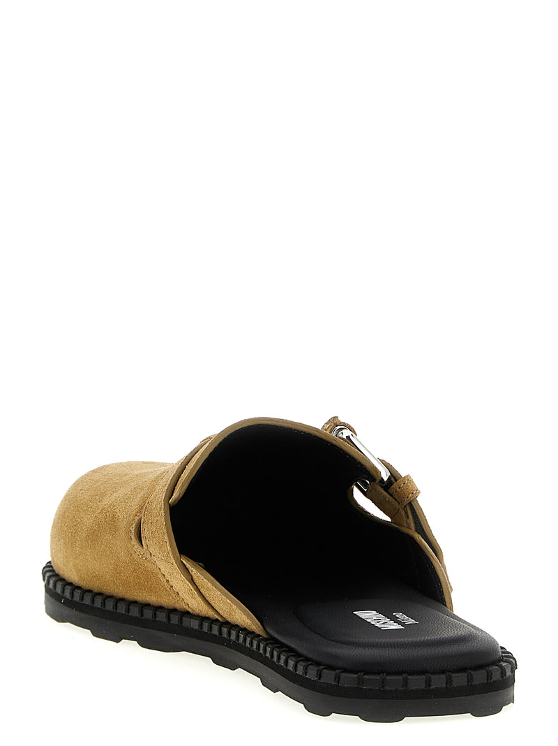 Moschino Suede Sabots | Urbalenti™ NYC