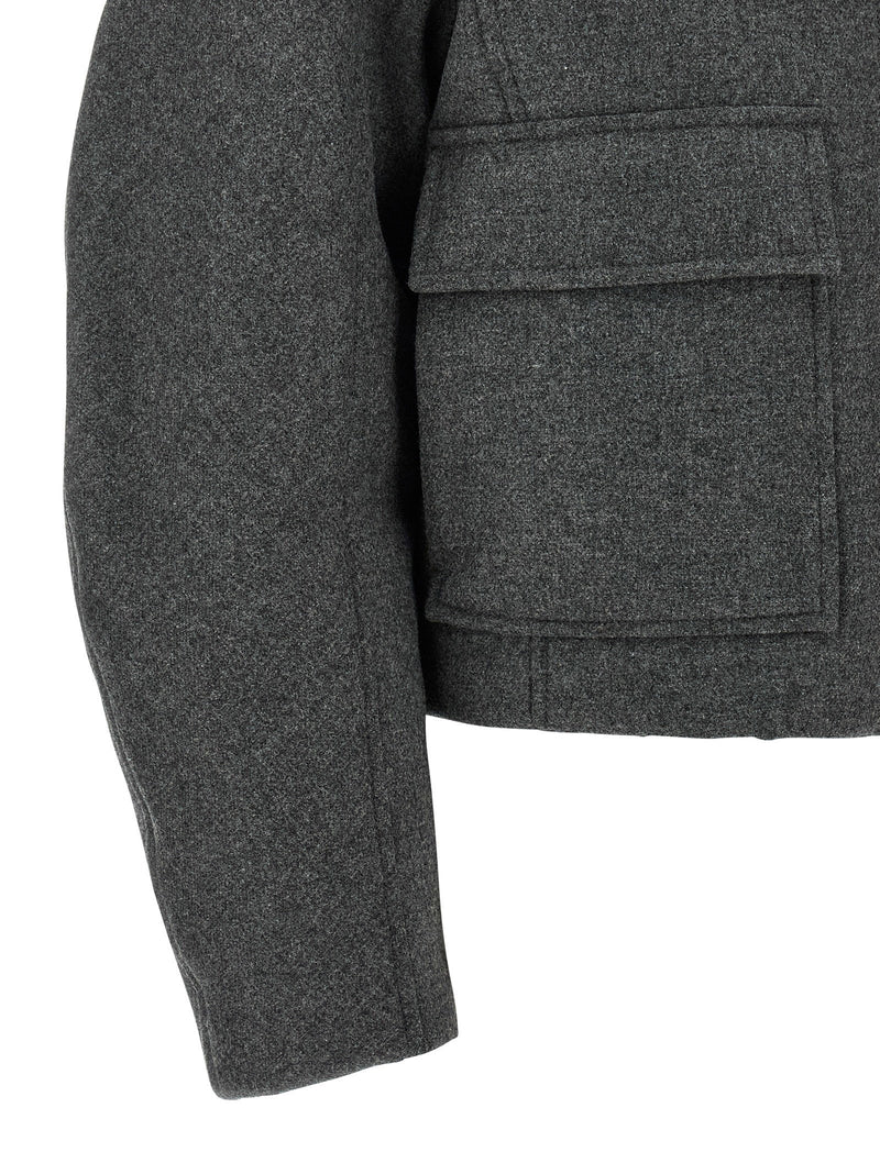 Brunello Cucinelli Brunello Cucinelli Shearling Collar Cropped Jacket