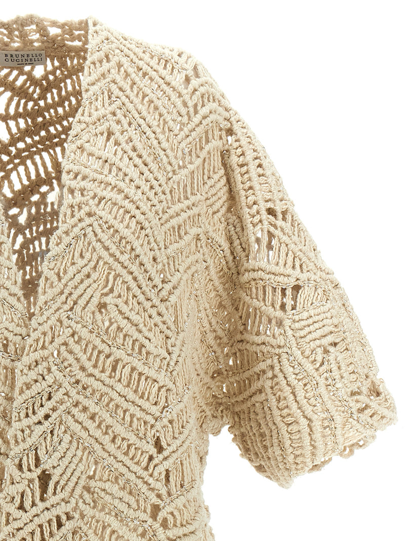 Brunello Cucinelli Opera Dazzling Macramé Cardigan | Urbalenti™ NYC