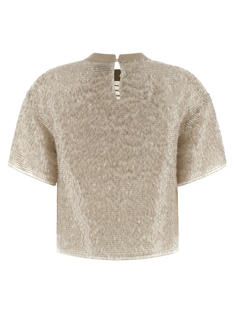Brunello Cucinelli Dazzling Cascade Embroidery T-shirt | Urbalenti™ NYC