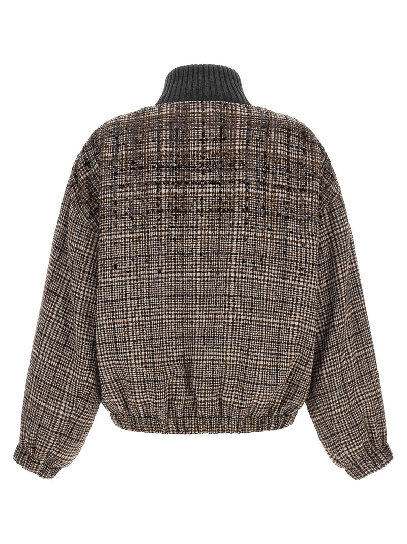 Brunello Cucinelli Brunello Cucinelli Sequin Check Bomber Jacket