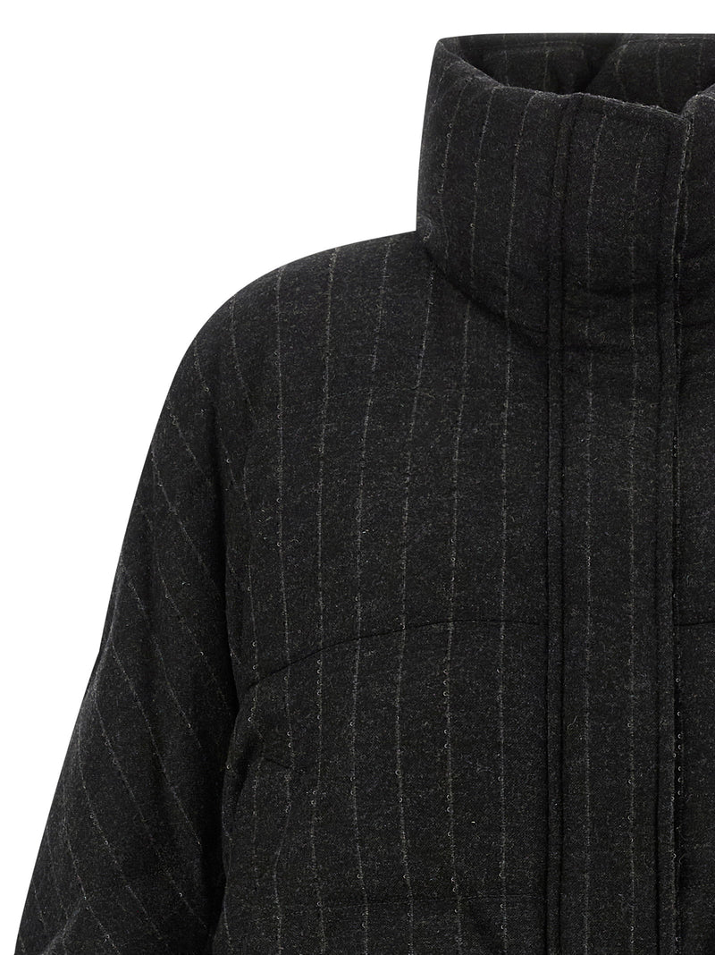 Brunello Cucinelli Micro Sequin Pinstriped Crop Down Jacket