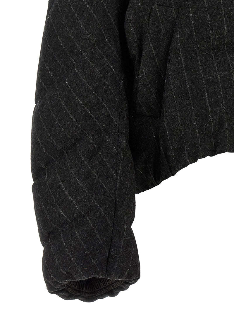 Brunello Cucinelli Micro Sequin Pinstriped Crop Down Jacket