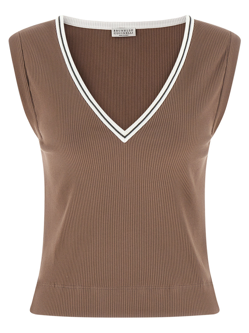 Brunello Cucinelli Shiny Trim Tank Top | Urbalenti™ NYC