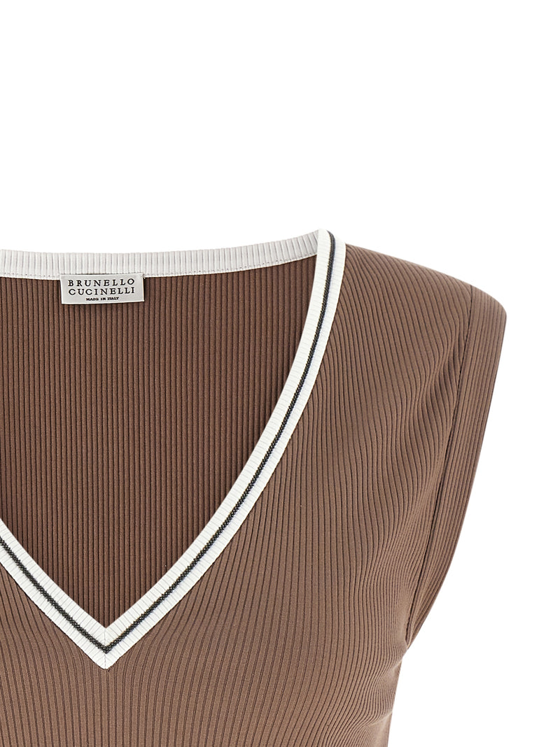 Brunello Cucinelli Shiny Trim Tank Top | Urbalenti™ NYC