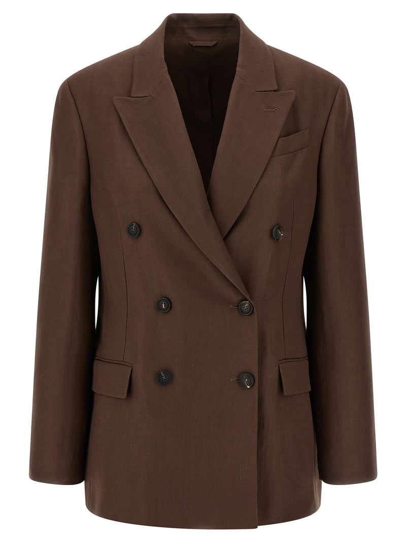 Brunello Cucinelli Double-breasted Blazer - Linen Long Sleeve - Style 4C9284 | Urbalenti™ NYC