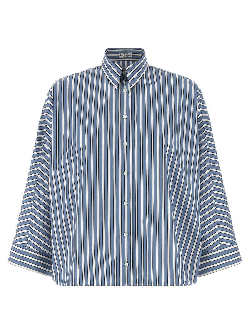Brunello Cucinelli Monile Striped Shirt - Cotton Oversized - Style 16C001 | Urbalenti™ NYC