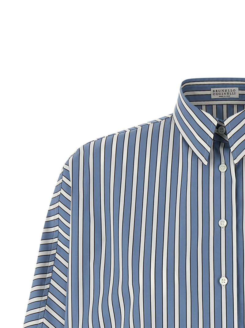Brunello Cucinelli Monile Striped Shirt - Cotton Oversized - Style 16C001 | Urbalenti™ NYC