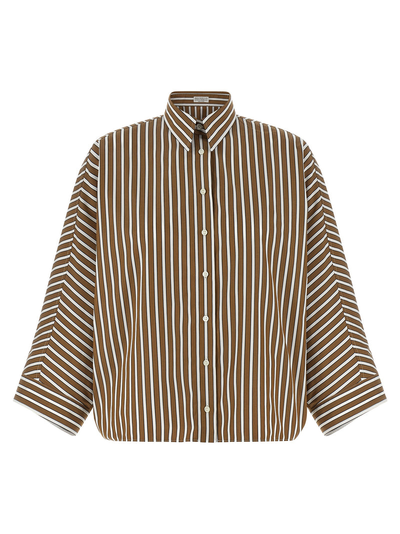 Brunello Cucinelli Monile Striped Shirt - Cotton Oversized - Style 16C00... | Urbalenti™ NYC