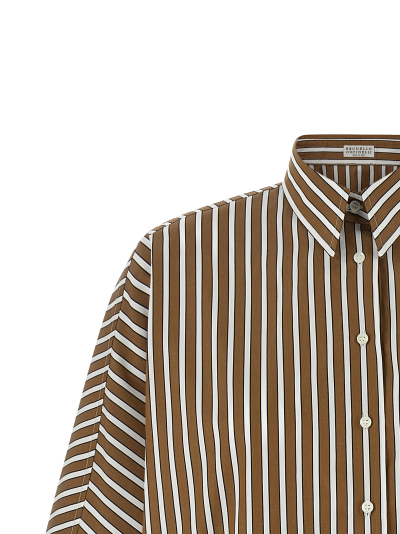 Brunello Cucinelli Monile Striped Shirt - Cotton Oversized - Style 16C00... | Urbalenti™ NYC
