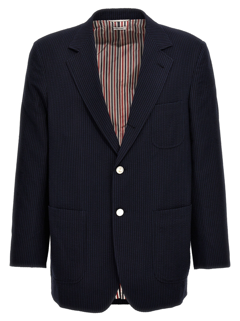 Thom Browne Thom Browne Single-breasted Seersucker Blazer