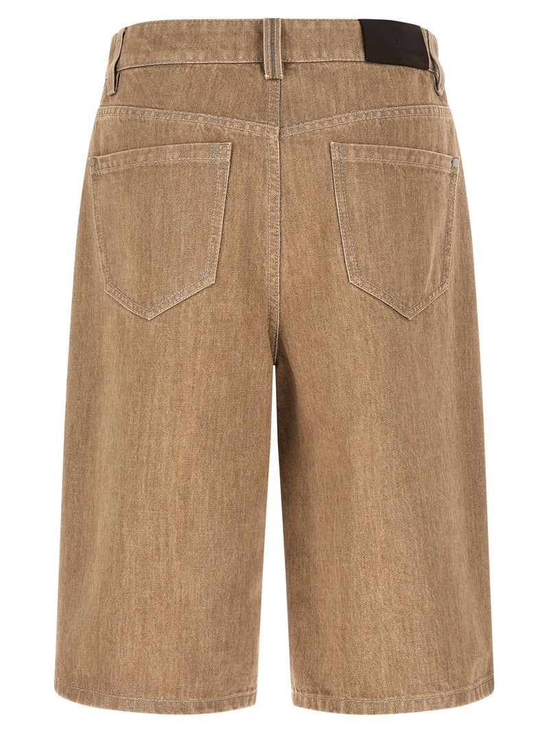 Brunello Cucinelli Lamé Denim Bermuda Shorts | Urbalenti™ NYC