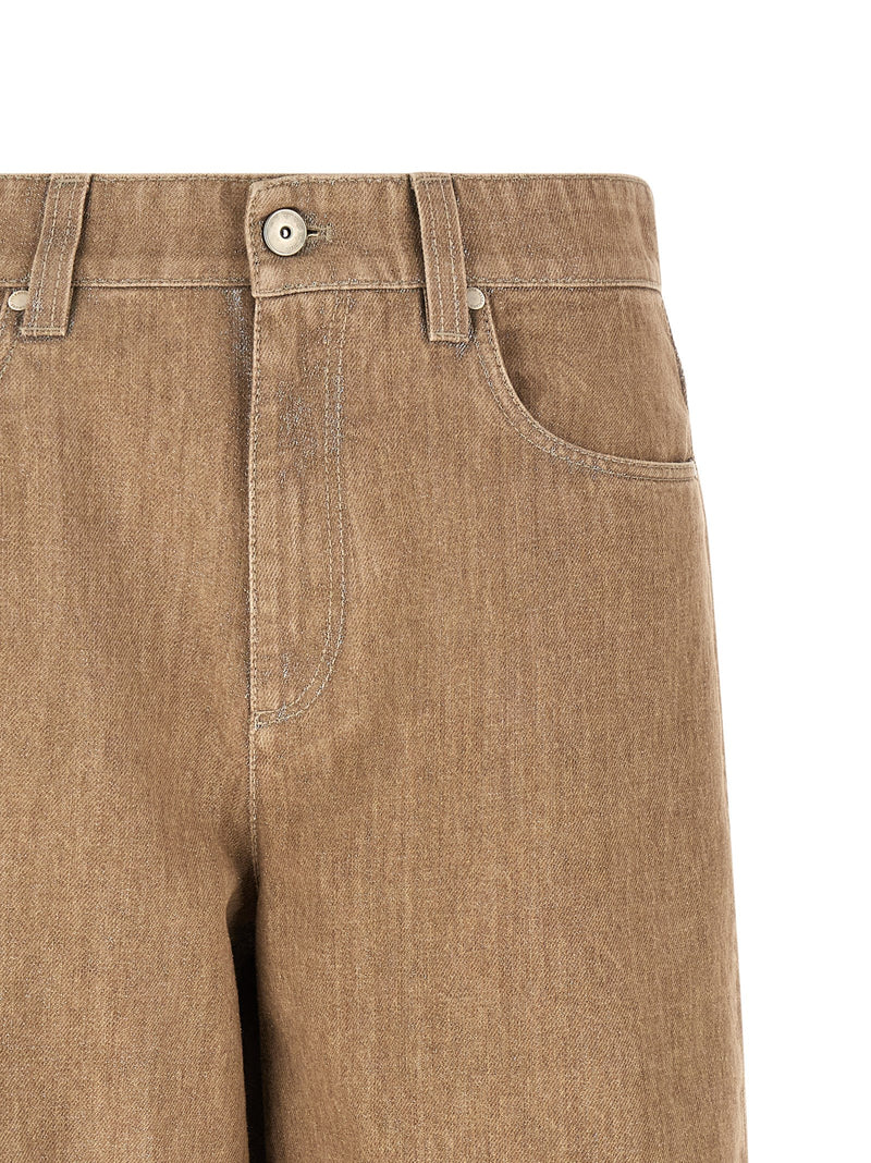 Brunello Cucinelli Lamé Denim Bermuda Shorts | Urbalenti™ NYC
