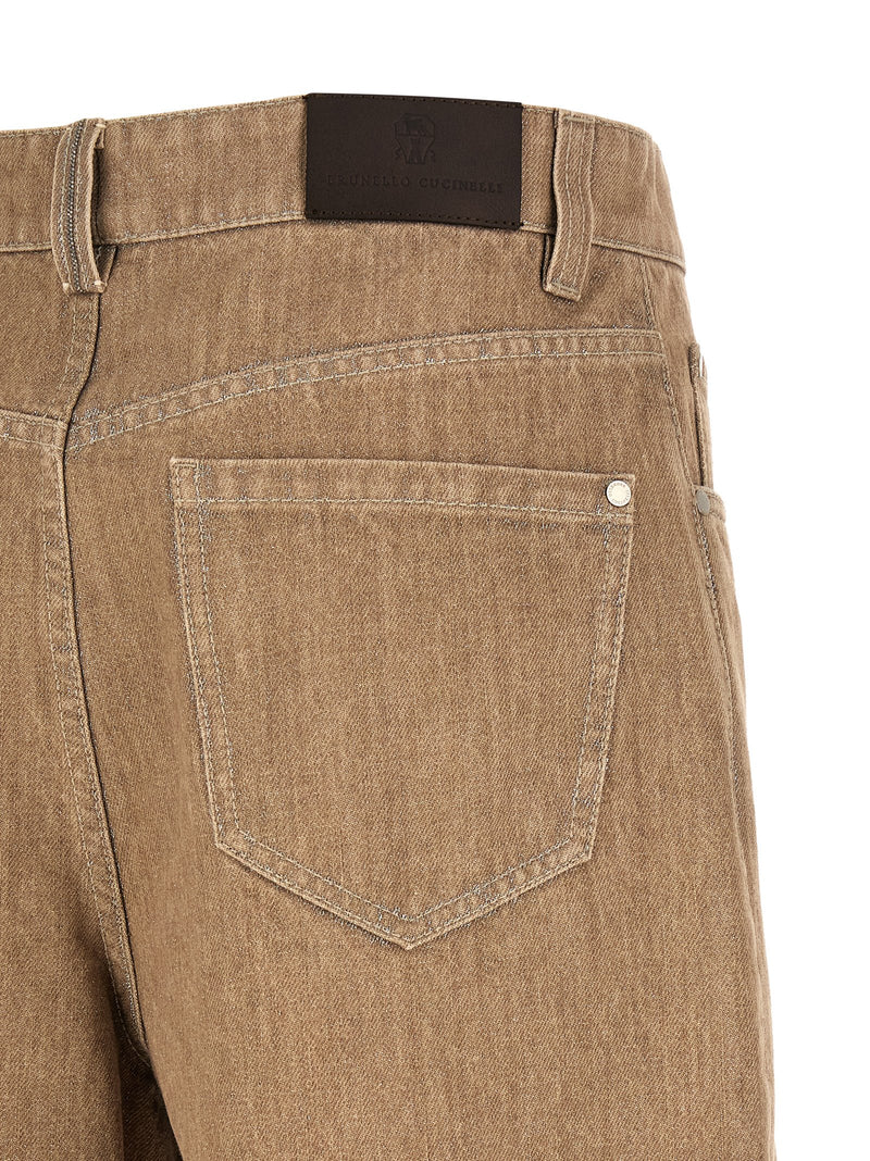 Brunello Cucinelli Lamé Denim Bermuda Shorts | Urbalenti™ NYC