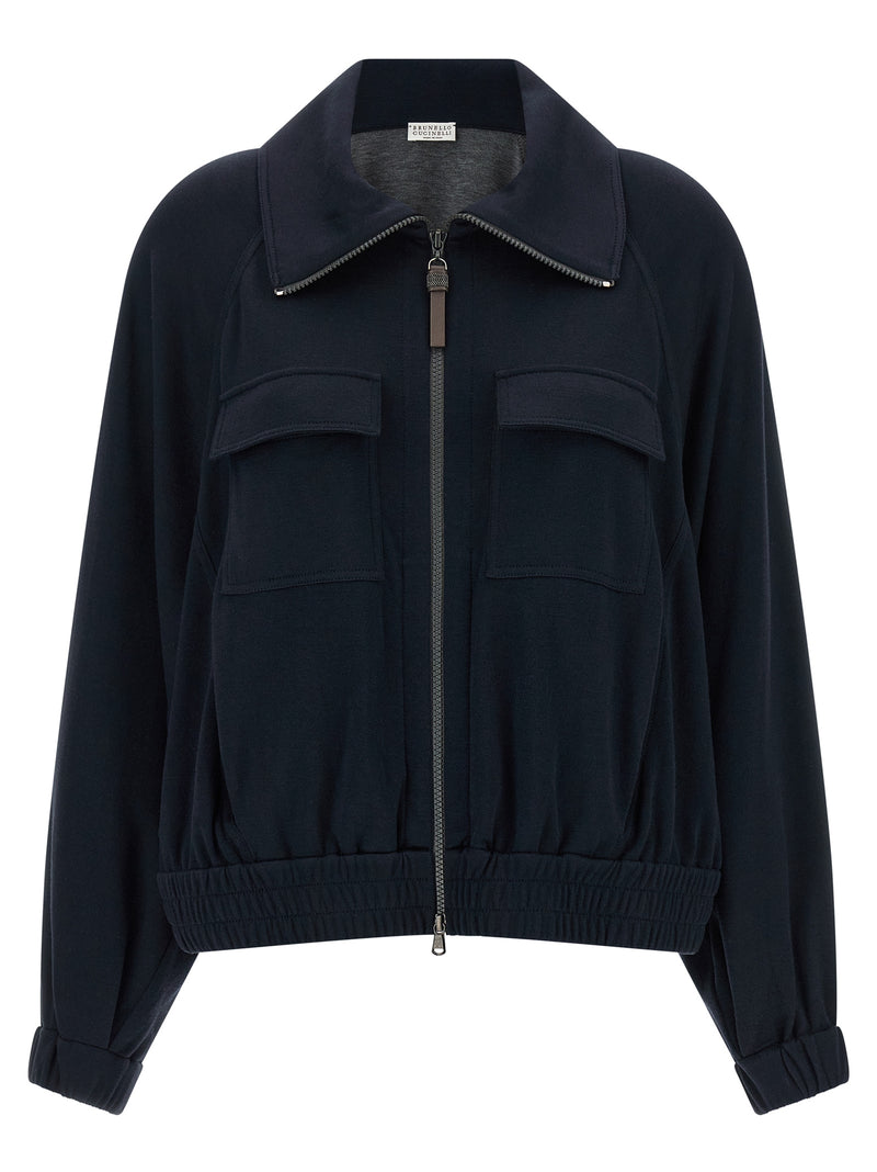 Brunello Cucinelli Shiny Zipper Pull Sweatshirt | Urbalenti™ NYC