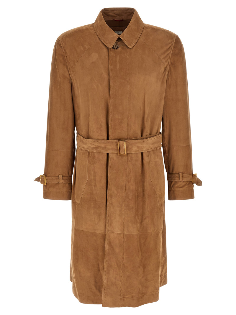 Brunello Cucinelli Suede Trench Coat | Urbalenti™ NYC