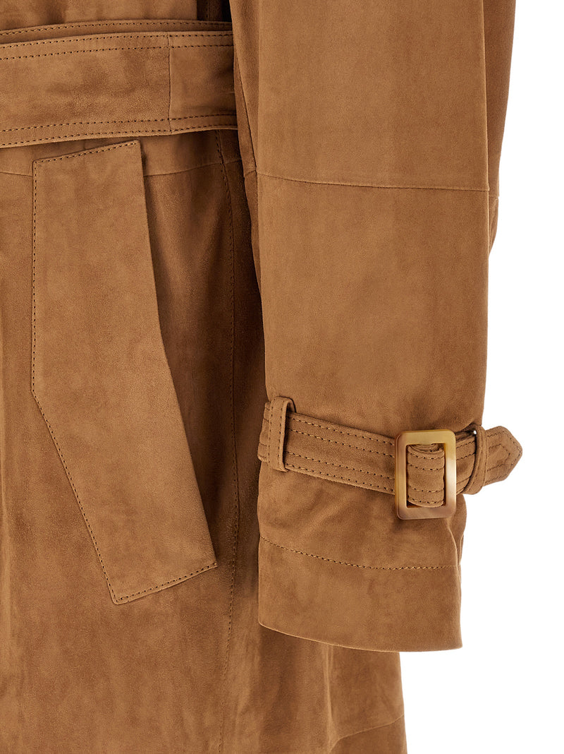 Brunello Cucinelli Suede Trench Coat | Urbalenti™ NYC