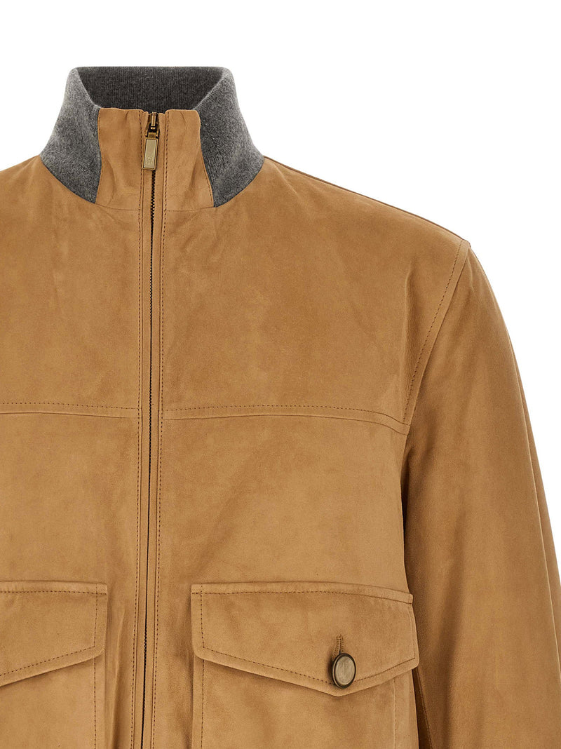 Brunello Cucinelli Brunello Cucinelli Padded Suede Bomber Jacket