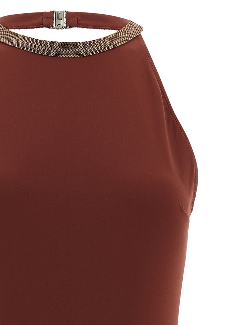 Brunello Cucinelli Precious Collar One-piece Swimsuit | Urbalenti™ NYC
