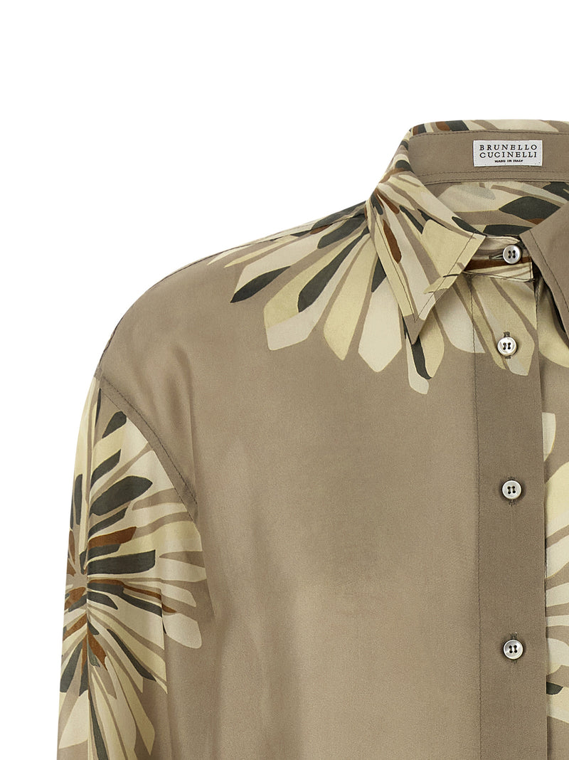 Brunello Cucinelli Floral Patterned Shirt - Silk Long Sleeve - Style 06C... | Urbalenti™ NYC