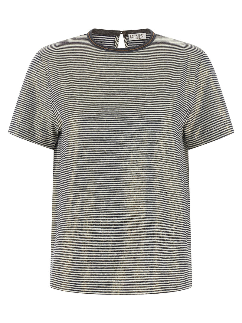 Brunello Cucinelli Shiny Collar Detail T-shirt Variant 2 | Urbalenti™ NYC
