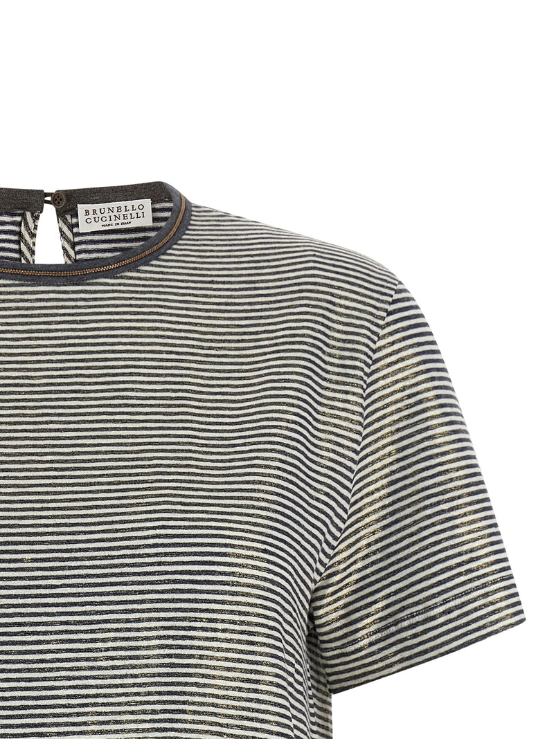 Brunello Cucinelli Shiny Collar Detail T-shirt Variant 2 | Urbalenti™ NYC