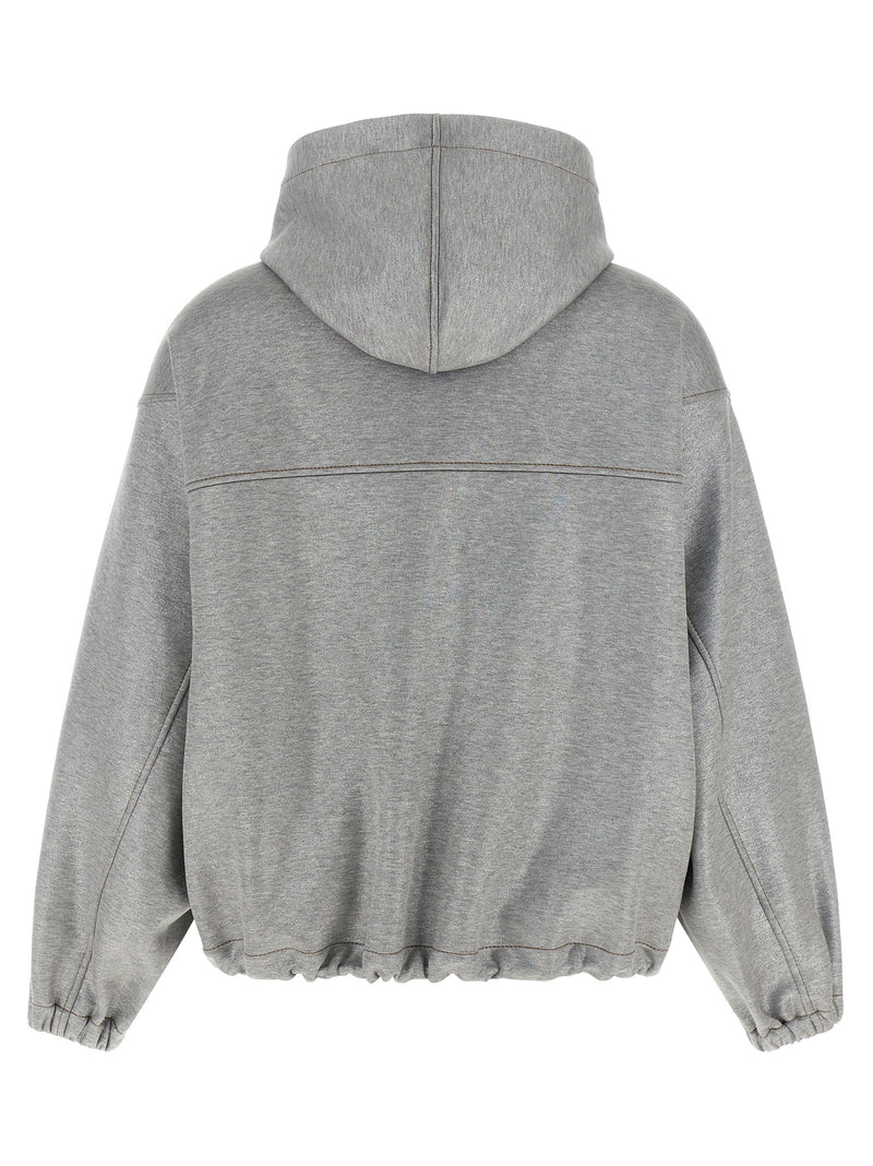 Brunello Cucinelli Shiny Zipper Pull Bomber Jacket | Urbalenti™ NYC