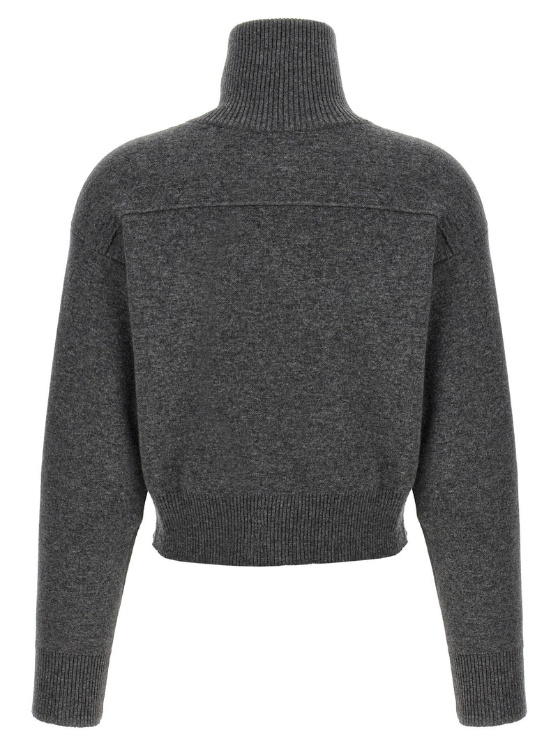 Brunello Cucinelli Brunello Cucinelli Shiny Zipper Pull Wool Cardigan