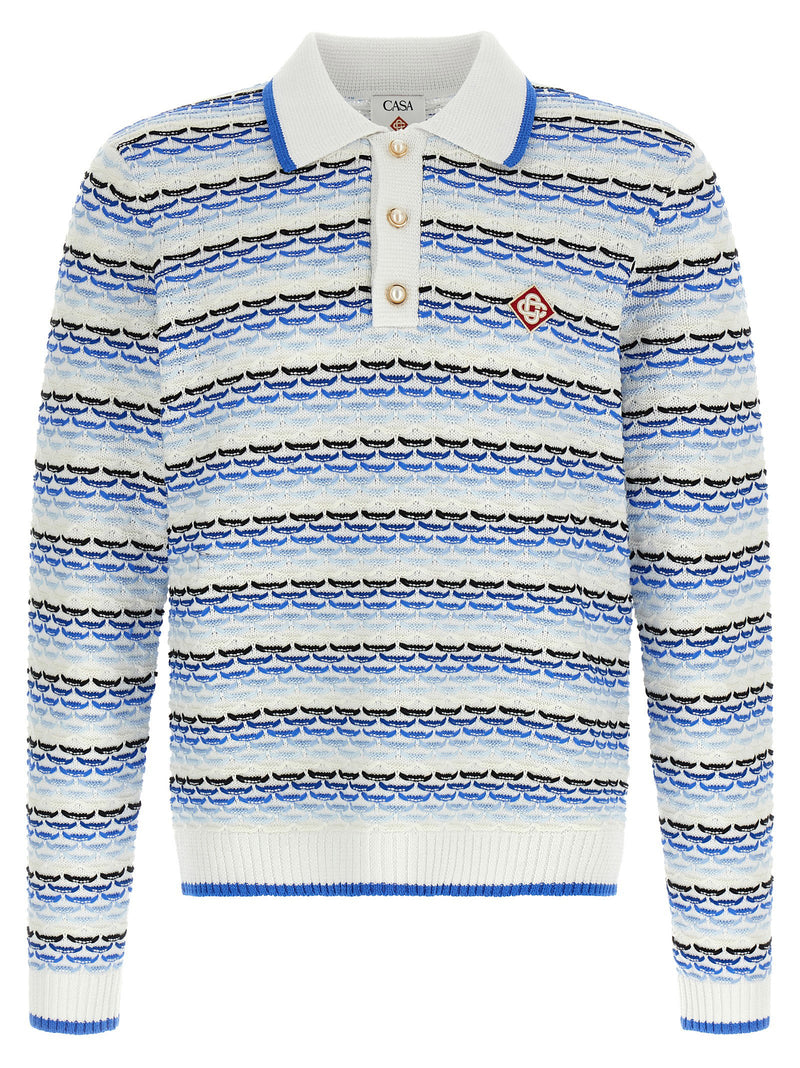 Casablanca Casablanca Tuck Stitch Long Sleeve Polo Shirt