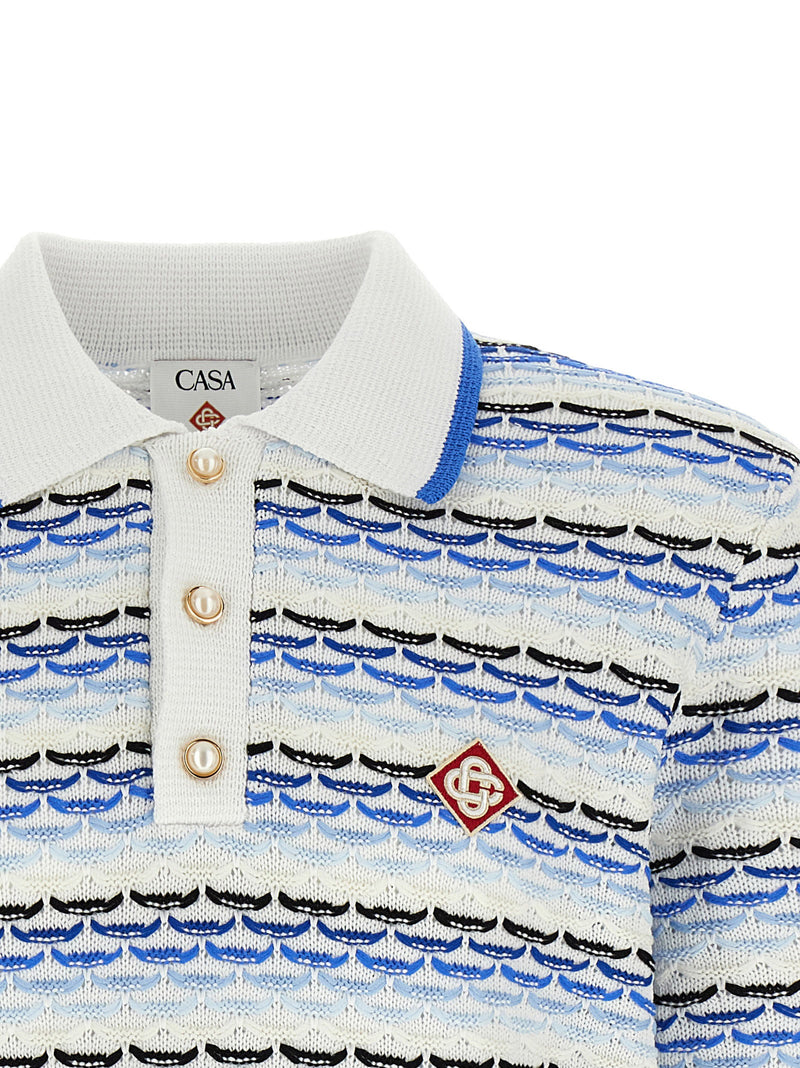 Casablanca Casablanca Tuck Stitch Long Sleeve Polo Shirt